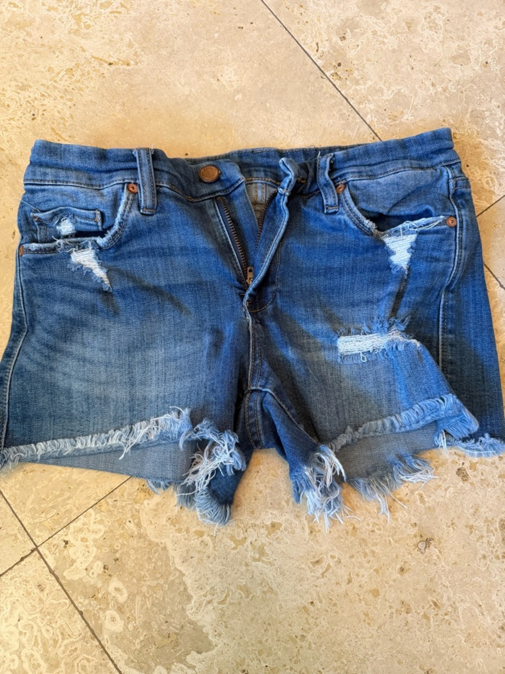 Blank NYC Frayed Distressed Denim Shorts - Blue